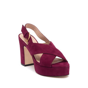 Stuart Weitzman Jerry Suede Block Heel Platform Sandals Cranberry Women's US 8.5